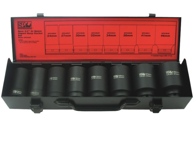 SP - 8PC 3/4 DR 6PT METRIC DEEP IMPACT SOCKET SET 